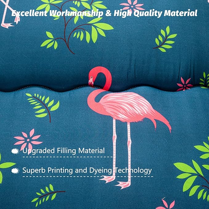 MAXYOYO Flamingo Japanese Floor Mattress Futon Mattress Queen Size, Boys Girls Foldable Bed Camping Mattress Floor Lounger Floor Bed Mattress for Adults