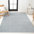 Eyely NCS101F-5 Odense High-Low Minimalist Angle Geometric Light Blue/Cream 5 ft. x 8 ft. Indoor/Outdoor Area Rug, for Home, Backyard, Patio, Porch, Bedroom, Kitchen, Living Room