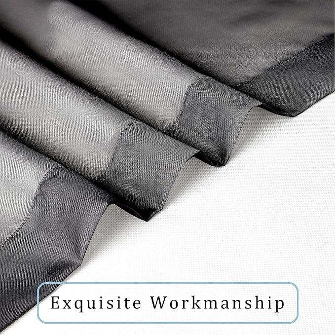 OWENIE Black Sheer Curtains 96 Inch Length, Elegant Sheer Curtains for Bedroom, Window Voile Sheer Curtain Panels/Drapes/Treatment for Living Room, 2Pcs, Each 42" W x 96" L, Black