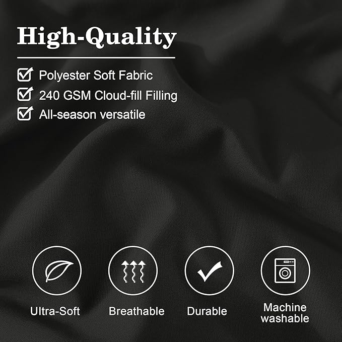 Monbix Queen Comforter Set - 7 Pieces Black Bed in a Bag Queen Bedding Sets with Comforters, All Seasons Down Alternative Comforter Bed Set with Sheets,Pillowcases & Shams
