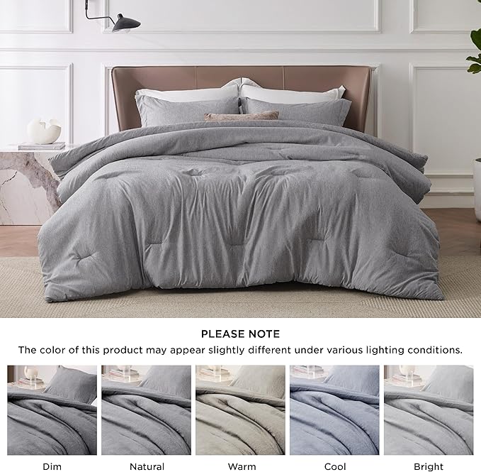 Bedsure Super King Comforter Set - Dark Grey Soft Bedding for All Seasons, Cationic Dyed Bed Set, 3 Pieces, 1 Super King Size Comforter (120"x120") and 2 Pillow Shams (20"x36"+2")