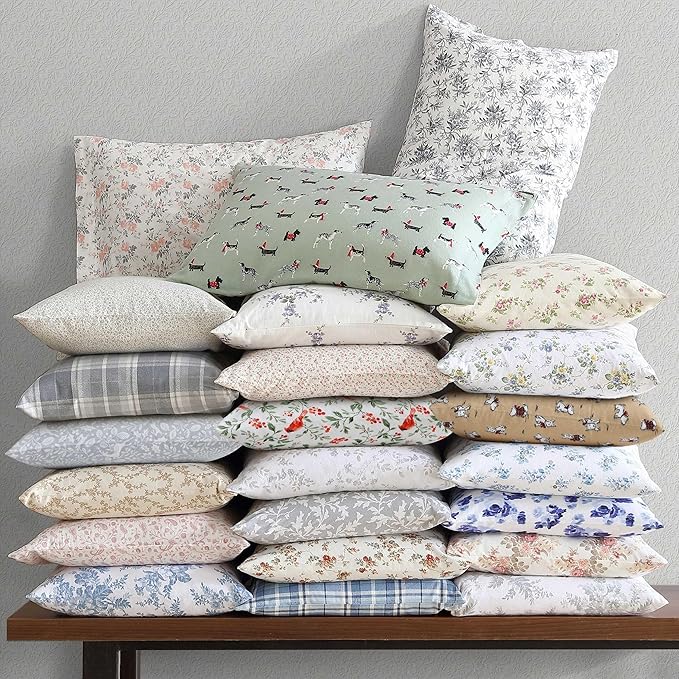 Laura Ashley - Flannel Sheets Twin Size, Anti-Pilling & Wrinkle Resistant Cotton, Touchably Soft for All-Season Comfort - Bed Sheets with Matching Pillowcase & Fitted Sheet (Jolly Cardinals Green)