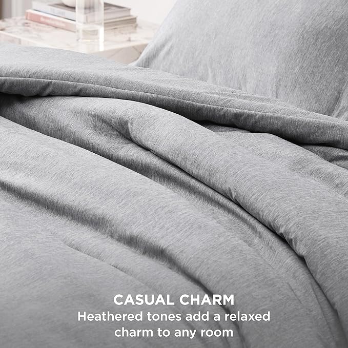 Bedsure Queen Comforter Set - Grey Soft Bedding for All Seasons, Cationic Dyed Bed Set, 3 Pieces, 1 Queen Size Comforter (90"x90") and 2 Pillow Shams (20"x26"+2")