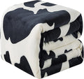 Fleece Cow Print Blanket - Premium Lightweight Anti-Static Bed Cow Throws Soft Cozy Warm Blankets Plush Gift Bedroom Decor 90" x 90"(Black Cow Queen)