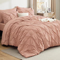 Bedsure Full Comforter Set Dusty Pink - Bed in a Bag Full Size Bedding Set 7 Pieces, GentleSoft™ Pintuck Bed Set Gift for Family, Pinch Pleat All Season Comforter with Sheets, Pillowcases & Shams