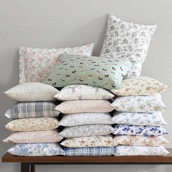 Laura Ashley - Flannel Sheets Full Size, Anti-Pilling & Wrinkle Resistant Cotton, Touchably Soft for All-Season Comfort - Bed Sheets with Matching Pillowcases & Fitted Sheet (Le Fleur Orange)