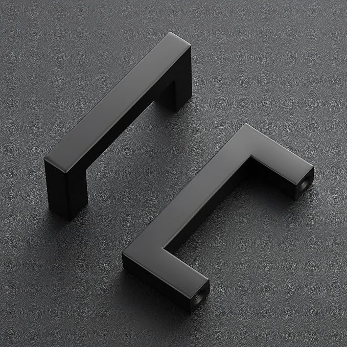 Ravinte 25 Pack Black Cabinet Pulls 2-1/2 Inch Square Kitchen Cabinet Handles Matte Black Kitchen Hardware for Drawer Pulls Drawer Handles Come with Screwdriver