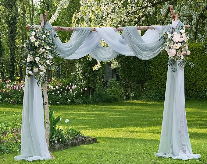 Warm Home Designs 24 Feet Long Grey Silver Sheer Window Scarf. These XXL Length Valance Scarves 54 X 288 Inches in Size. Great as Bed Canopy or Wedding Arch Draping Fabric. AM Silver 288"