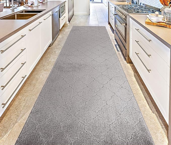 Custom Size Modern Runner Rug Carpet for Hallway Entryway Foyer Kitchen, Slip Resistant Latex Rubber Backed 31 inch Wide X Customized Length, Clouds Grey, 31 inch X 13 feet