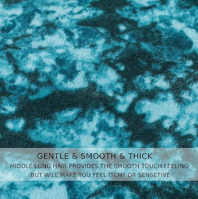 Fuzzy Throw Blanket Travel Size - Teal, Soft and Comfy, Plush and Furry Faux Fur, Reversible Throw Blankets for Sofa and Bed, 50x60 Inches,Teal