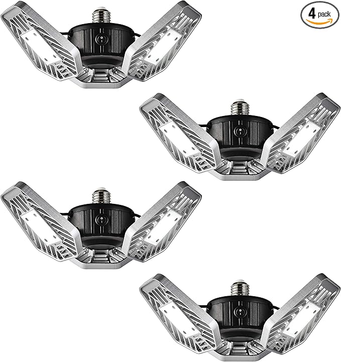 Ontel Beyond Bright LED Garage Light - Ultra-Bright, White Light that is Energy Efficient, Durable, Long-Lasting and Easy to Install (Pack of 4)