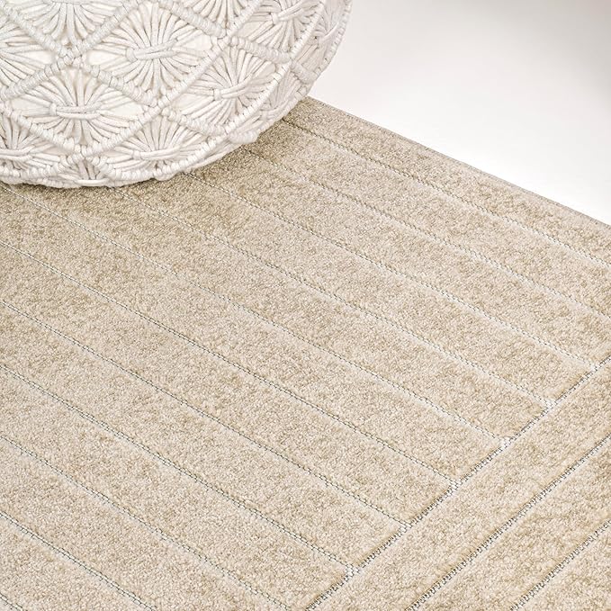 Eyely NCS101E-4 Odense High-Low Minimalist Angle Geometric Beige/Cream 4 ft. x 6 ft. Indoor/Outdoor Area Rug, for Home, Backyard, Patio, Porch, Bedroom, Kitchen, Living Room
