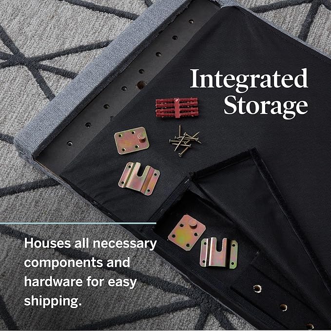 Lucid Mid-Rise Upholstered Headboard - Diamond Tufted - Padded Polyester - Adjustable Height from 34” to 46” - Easy Assembly - Bed Frame or Wall Mount - Sturdy - Pearl - King / Cal King Size