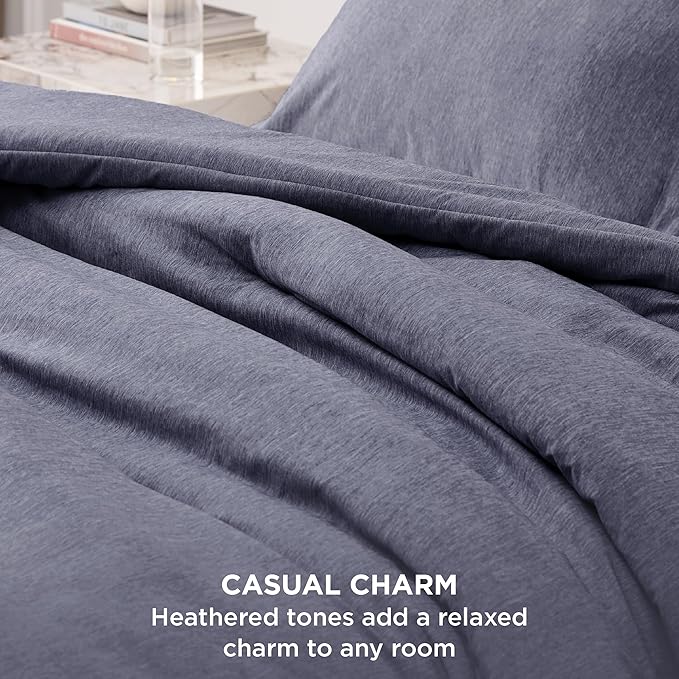 Bedsure Full Comforter Set - Denim Grey Soft Bedding for All Seasons, Cationic Dyed Bed Set, 3 Pieces, 1 Full Size Comforter (82"x86") and 2 Pillow Shams (20"x26"+2")