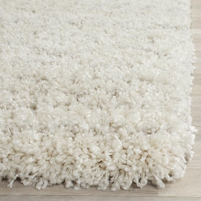 SAFAVIEH Arizona Shag Collection Area Rug - 5'1" Square, Ivory & Beige, Moroccan Design, Non-Shedding & Easy Care, 1.6-inch Thick Ideal for High Traffic Areas in Living Room, Bedroom (ASG741A)