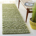 SAFAVIEH Arizona Shag Collection Runner Rug - 2'3" x 8', Green & Ivory, Moroccan Design, Non-Shedding & Easy Care, 1.6-inch Thick Ideal for High Traffic Areas in Living Room, Bedroom (ASG741X)