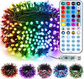 Brizled Color Changing Christmas Lights, 33ft 100 LED RGB Light String with Remote, Dimmable Mini Light String, USB Indoor Decorative Lighting Party Xmas Tree Wreath Year-Round Holiday