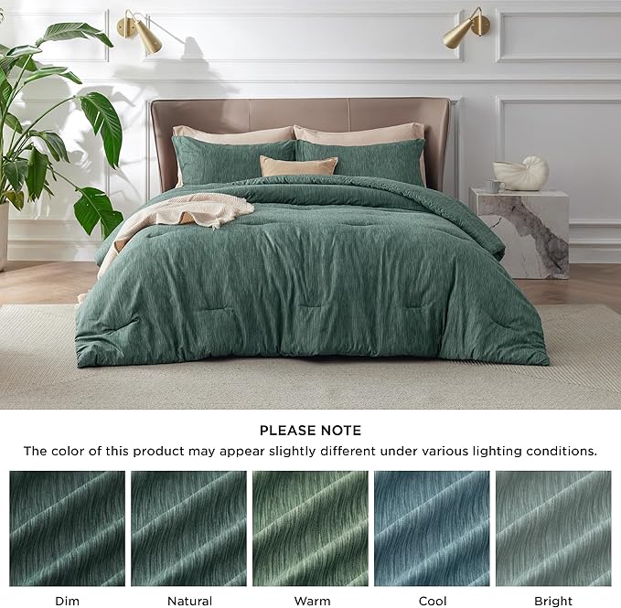 Bedsure California King Comforter Set - Emerald Green Soft Bedding for All Seasons, Cationic Dyed Bed Set, 3 Pieces, 1 California King Size Comforter (104"x96") and 2 Pillow Shams (20"x36"+2")