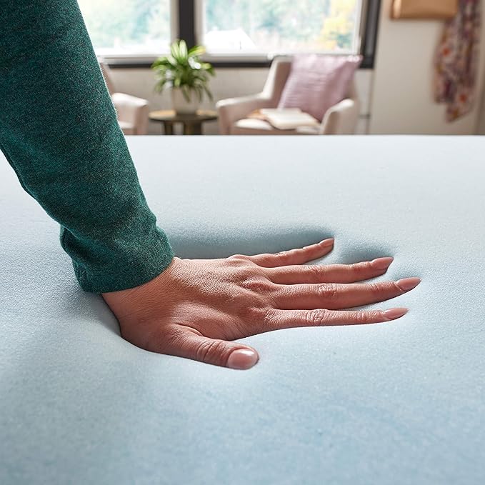 Sealy TrueForm 2" Medium-Firm Gel-Infused Memory Foam Mattress Topper, Cloud-Like Adaptive Mattress Topper for Body Support, Queen Blue