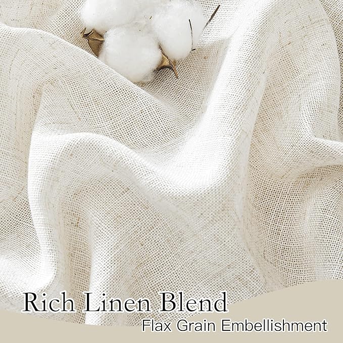RYB HOME Linen Sheer Curtains 84 inches Long, Semi Sheer Curtains for Living Room Bedroom Privacy Soften Sunlight Drapes for Farmhouse Cafe Dining Room, W 52 x L 84, Linen, 2 Panels