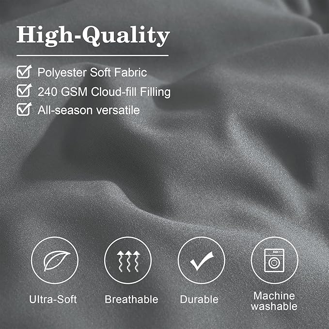 Monbix King Size Comforter Set - 7 Pieces Bed in a Bag King, Grey Bedding Sets with Comforter, All Seasons Down Alternative Comforter Bed Set with Sheets, Pillowcases & Shams