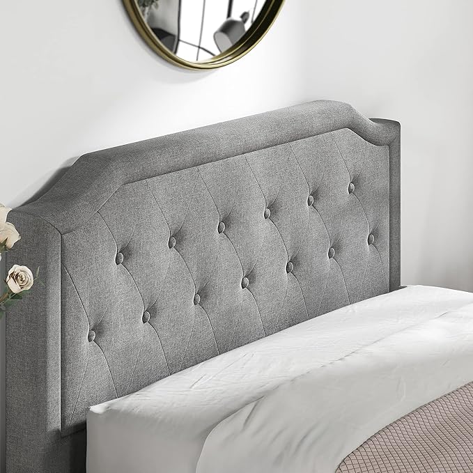 ZINUS Kellen Upholstered Scalloped Platform Bed Frame, Mattress Foundation, Wood Slat Support, No Box Spring Needed, Easy Assembly, Full