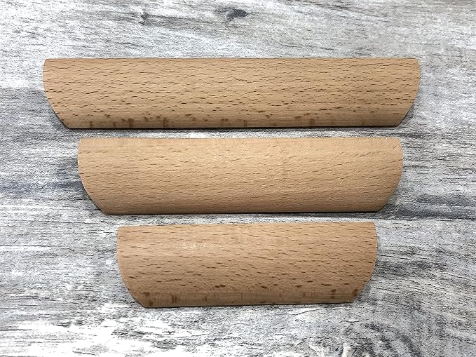 2Pcs Unfinished Wood Solid Furniture Pulls Handles,Unfinished Unpainted Paintable Wooden Handles Cupboard Closet Drawer Handle Pull,Length 3.54",Hole Dis.2.52"