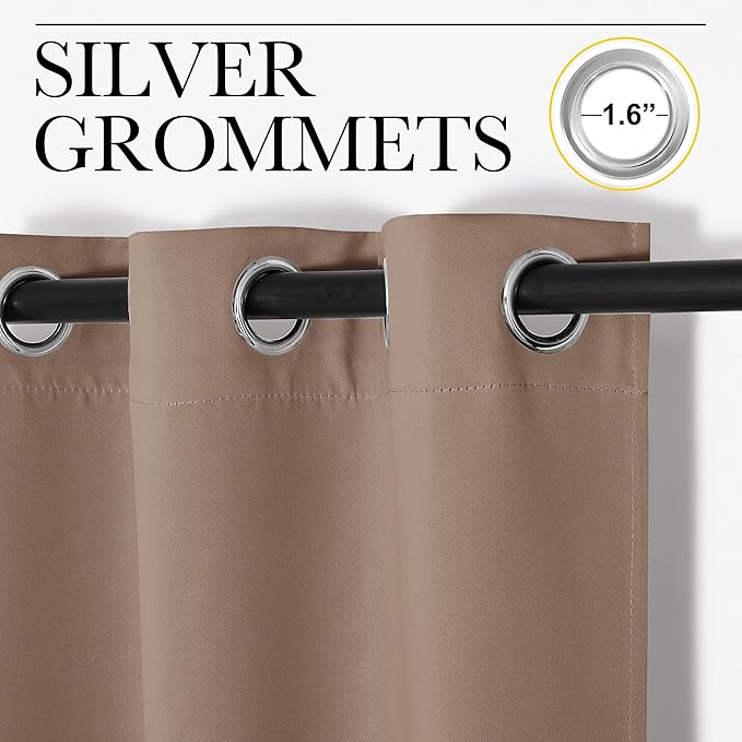 NICETOWN Noise Reducing Room Dividers Curtains Screens Partition Panels, Wide Width Grommet Top Divider for Living, Bedroom, Baby Room (One Pack, 7ft Tall x 15ft Wide, Cappuccino)