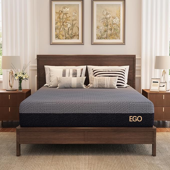 EGOHOME 10 Inch Twin XL Mattress, Copper Gel Cooling Memory Foam Mattress for Back Pain Relief,Therapeutic Single Mattress Bed in a Box, Made in USA, CertiPUR-US Certified, 38x80x10 Black