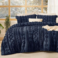 Bedsure Tufted Boho Comforter Set Twin Size - Navy Boho Bed Set, GentleSoft™ 2 Pieces Farmhouse Shabby Chic Embroidery Bedding, Gifts for Woman, Soft Jacquard Twin Comforter for All Seasons