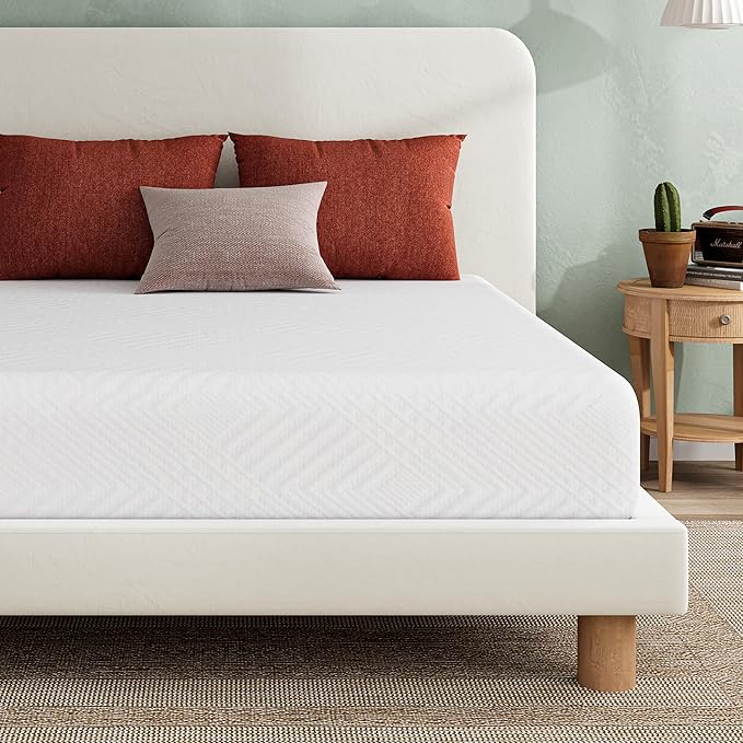 EGO White 10 inch King Memory Foam Mattress, Gel Green Tea Mattress Bed in a Box, CertiPUR-US Certified, 76"x80", Medium Firm
