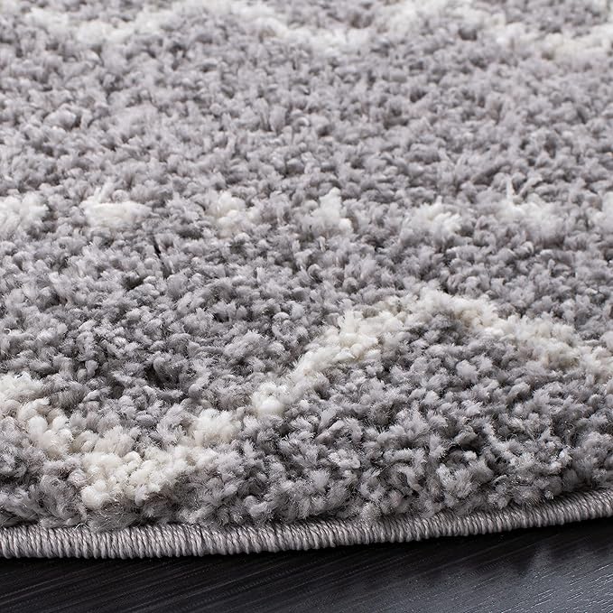 SAFAVIEH Arizona Shag Collection 6'7" Round Grey/Ivory ASG741G Moroccan Non-Shedding Entryway Foyer Living Room Bedroom Kitchen 1.2-inch Thick Area Rug