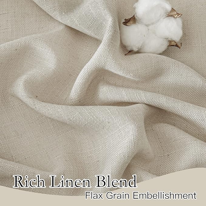 RYB HOME Linen Textured Sheer Curtains 84 inches Long, Privacy Semi-Transparent Sheer Window Curtains for Living Room Bathroom French Door, Angora, W 70 x L 84 inch, 1 Pair