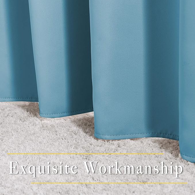 NICETOWN Room Darkening Curtain Panels - Home Fashion Ring Top Thermal Insulated Room Darkening Curtains for Bedroom/Living Room (2 Panels, 80" Wide by 95" Long, Teal Blue)