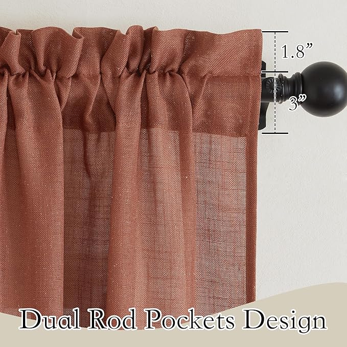 RYB HOME Linen Blend Curtains 102 inches Long for Living Room Home Office, Thick Heavy Textured Rod Pocket Light Filtering Machine Washable, W 52 x L 102 inches, Terracotta, 2 Panels