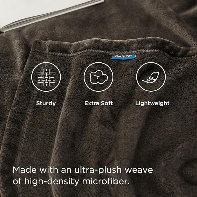 Bedsure GentleSoft Fleece Throw Blanket Brown - 300GSM Blankets for Couch, Sofa, Bed, Soft Lightweight Plush Cozy Throws for Toddlers, 50x60 inches