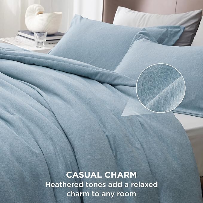 Bedsure Full Comforter Set - Storm Blue Soft Bedding for All Seasons, Cationic Dyed Bed Set, 3 Pieces, 1 Full Size Comforter (82"x86") and 2 Pillow Shams (20"x26"+2")