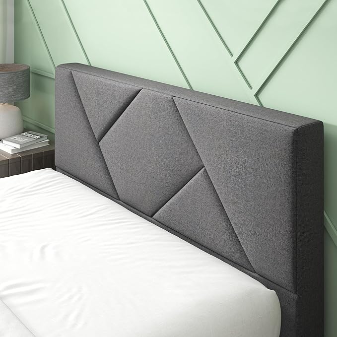 ZINUS Judy Upholstered Platform Bed Frame, Mattress Foundation, Wood Slat Support, No Box Spring Needed, Eco Friendly WonderBox (TM), Easy Assembly, Dark Grey, Full