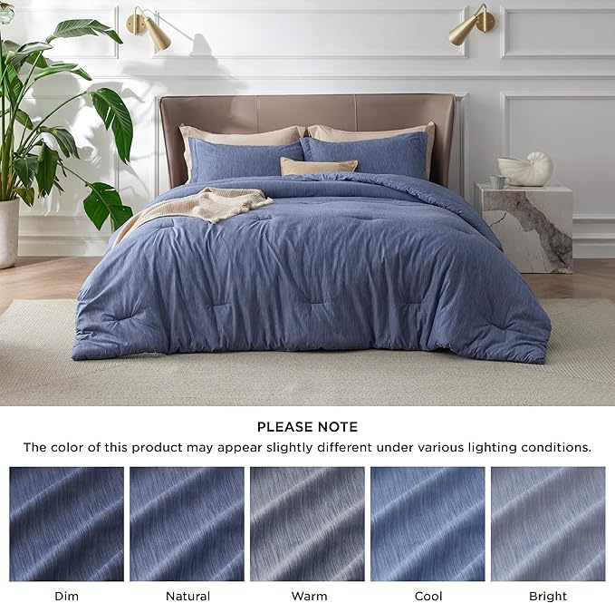 Bedsure Full Comforter Set - Infinity Blue Soft Bedding for All Seasons, Cationic Dyed Bed Set, 3 Pieces, 1 Full Size Comforter (82"x86") and 2 Pillow Shams (20"x26"+2")