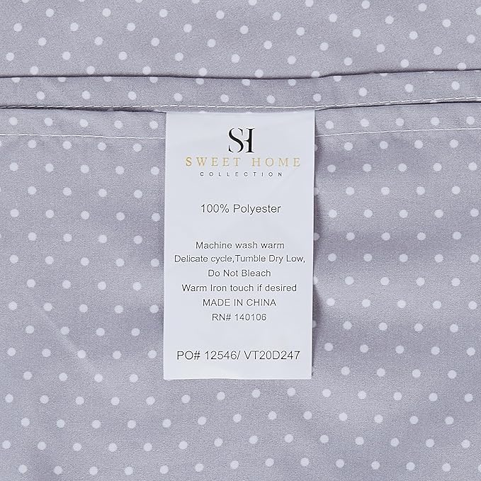 Queen Size Bed Sheets - Breathable Luxury Sheets with Full Elastic & Secure Corner Straps Built In - 1800 Supreme Collection Extra Soft Deep Pocket Bedding Set, Sheet Set, Queen, Dot Gray