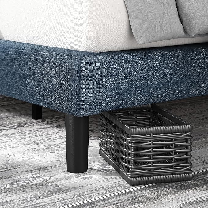 ZINUS Omkaram Upholstered Platform Bed Frame, Mattress Foundation, Wood Slat Support, No Box Spring Needed, Easy Assembly, Queen