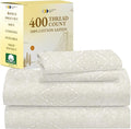 California Design Den Full Size Bed Sheets Set - 400 Thread Count Sateen, Natural 100% Cotton Sheets, Deep Pocket Cooling and Durable Bedding - Paisley Pattern, Beige