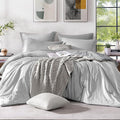 Monbix King Size Comforter Set, Grey Bed Set Reversible, King Size Comforter Set 7 Pieces, Cationic Dyeing Bed in a Bag with Comforter, Sheets, Pillowcases & Shams