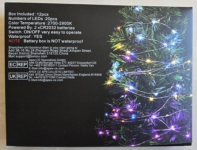 Fairy Lights CR2032 Battery Operated,6.6Ft/2Meter 20 LEDs Micro Silver Wire String Lights for Bedroom Christmas Party Wedding Decoration(Warm White, 12 Pack)