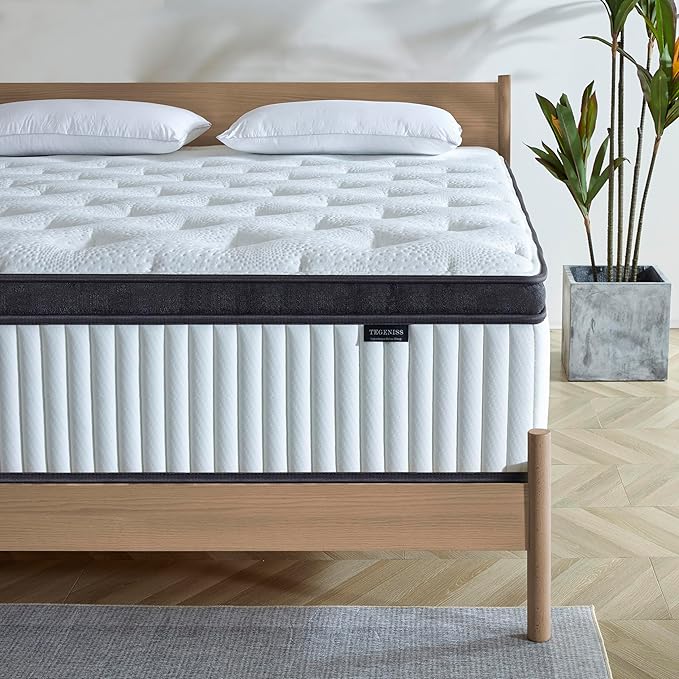 King Size Mattress, 12 Inch Innerspring Hybrid Mattress in a Box with Gel Memory Foam, Individually Wrapped Encased Coil Pocket Spring Mattresses, Pressure Relief, Medium Firm, 76"*80"*12"