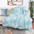 Tuddrom Decorative Extra Soft Faux Fur Blanket Queen Size 80"x90",Solid Reversible Fuzzy Fluffy Plush Fleece Comfy Microfiber Fur Blanket for Couch Sofa Bed,Tie Dye Blue