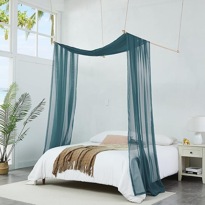 Warm Home Designs 24 Feet Long Dusty Blue Sheer Window Scarf. These XXL Length Valance Scarves 54 X 288 Inches in Size. Great as Bed Canopy or Wedding Arch Draping Fabric. AM Dusty Blue 288"