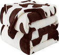 Fleece Cow Print Blanket Queen Size for All Season - Premium Lightweight Anti-Static Super Soft Cozy Plush Cow Blankets for Queen/Full Bed,90" x 90"(Brown Cow)