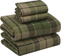 RUVANTI Flannel Sheets California King Size - 100% Cotton Brushed Cal King Bed Sheets Set - Deep Pockets 14 Inches - All Seasons Breathable & Extra Soft - Warm & Cozy, 4 Piece, DNA Plaid