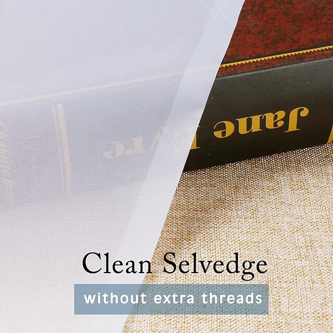 OWENIE White Sheer Curtains for Kitchen Valance Set of 2, Small Short Modern Rod Pocket Voile Valance Curtain Window Treatment Decor for Living Room Bathroom Cafe Laundry Basement, 42" W x 14" L